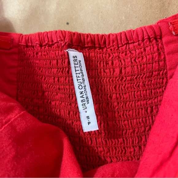 Urban Outfitters | Red Linen Strapless Midi Dress Leg Slit Column Dress Size S - Picture 3 of 13